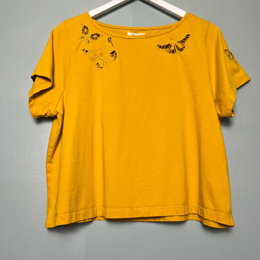 Madewell Mustard Yellow Butterfly Short Sleeve Tee